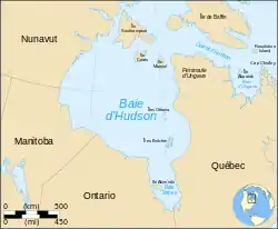Carte de la baie d'Hudson.
