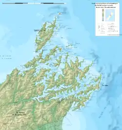 Carte topographique des Marlborough Sounds