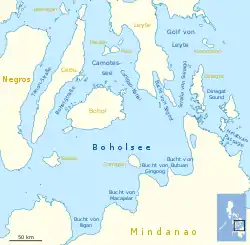 Carte de la mer de Bohol.