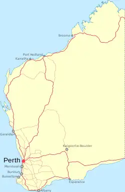 Localisation de la baie de l'Espérance, sur la côte sud de l'Australie-Occidentale