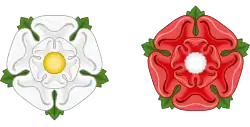 La rose blanche du Yorkshire et la rose rouge du Lancashire