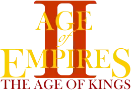 Age of Empires The Age of Kings est inscrit sur trois lignes et en fond figure un grand II de couleur rouge.