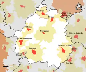 Localisation de l'aire d'attraction de Nontron dans le département de la Dordogne