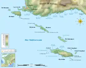 Carte topographique de l'Archipel de Riou.