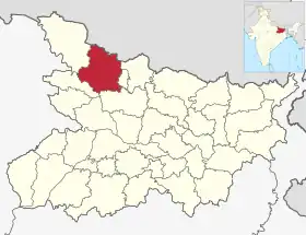 Localisation de District du Champaran orientalपूर्वी चंपारण ज़िलाला