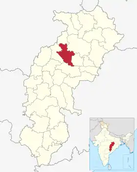 Localisation de District de Bilaspurबिलासपुर  जिला
