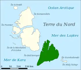 Île Bolchevique au sein de l'archipel de la Terre du Nord.