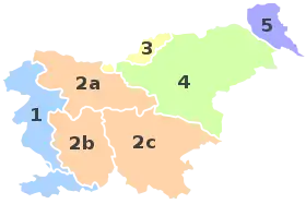 La Carinthie (3) est l'une des cinq régions historiques de Slovénie.