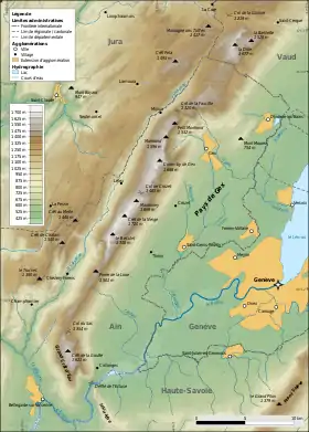 Carte topographique des monts Jura.