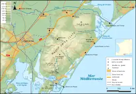 Carte topographique du massif de la Clape.