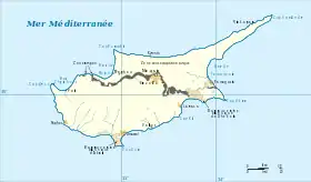 Ligne de démarcation entre les deux entités chypriotes.