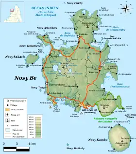 Carte de Nosy Be et son archipel.