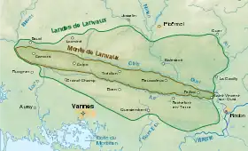 Carte des landes de Lanvaux dans le Morbihan.