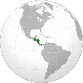 Carte de localisation de l'Amérique centrale.