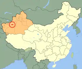 Localisation de Aral (Xinjiang)