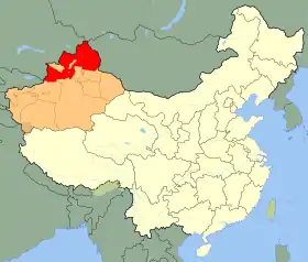Localisation de Préfecture autonome kazakhe d'Ili