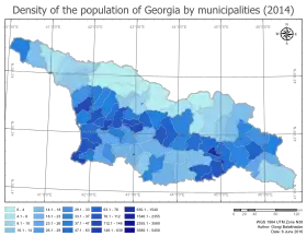 Densité de la population par district (2014)