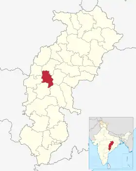 Localisation de District de Durgदुर्ग जिला