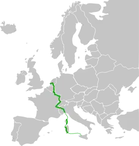 Itinéraire de la route européenne 25