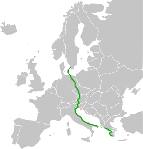 Itinéraire de la route européenne 55