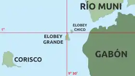 Carte des îles Corisco & Elobey.
