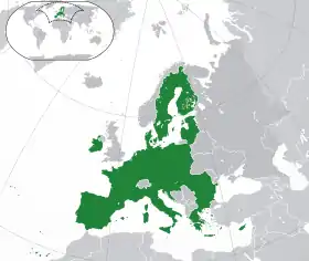 Localisation de l'Union européenne et de ses voisins (partie européenne).
