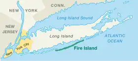 Situation de Fire Island.
