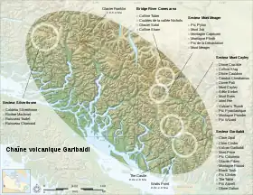 Carte de la ceinture volcanique de Garibaldi.