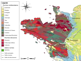 Carte géologique du Massif armoricain.