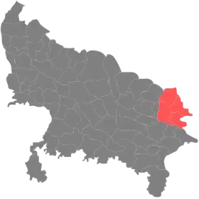 Localisation de Division de Gorakhpurhindi : गोरखपुर प्रमंडल