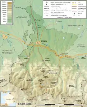 carte : Géographie des Hautes-Pyrénées