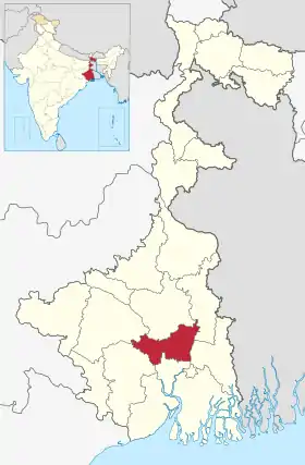 Localisation de District de Hooghlyহুগলী জেলা