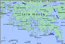 L'île Londonderry à l'ouest de l'île Hoste.