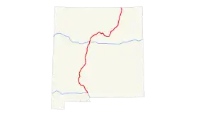 Le parcours de l'Interstate 25, en rouge.