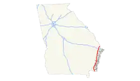 La parcours de L'Interstate 95 en Géorgie