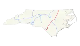 La parcours de L'Interstate 95 en Caroline du Nord