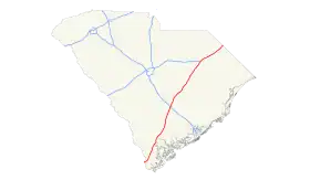 La parcours de L'Interstate 95 en Caroline du Sud