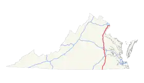 La parcours de L'Interstate 95 en Virginie