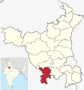 Localisation de District de Mahendragarhमहेन्‍द्रगढ जिला