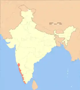 Carte des districts de l'Inde formant la côte de Malabar.