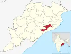 Localisation de District deKhordhaखोर्धा जिल्ला