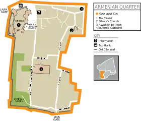 Localisation de Quartier arménien de Jérusalem