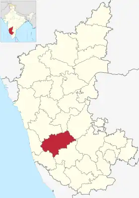 Localisation de District de Chikmagalurಚಿಕ್ಕಮಗಳೂರು ಜಿಲ್ಲೆ