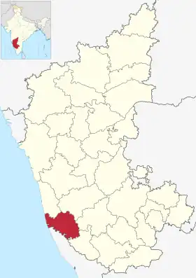 Localisation de District de Dakshina Kannada ದಕ್ಷಿಣ ಕನ್ನಡ ಜಿಲ್ಲೆ