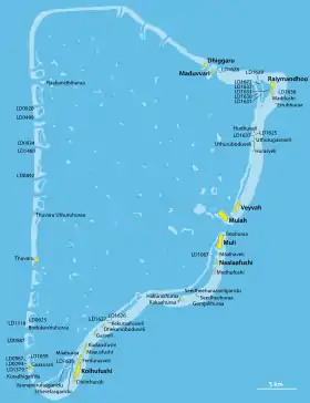 Carte de l'atoll Mulaku.