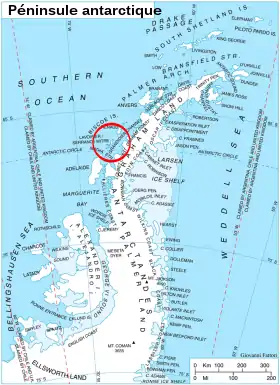 Position de l'île Lavoisier.