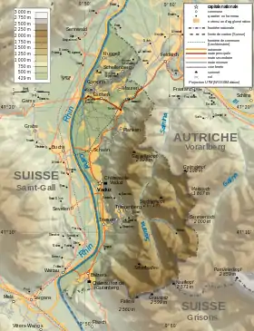 Le Liechtenstein, État enclavé entre la Suisse et l'Autriche.