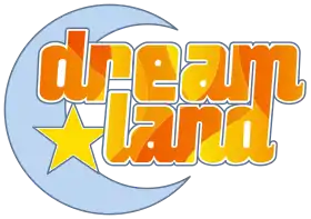 Exemple de logo de Dreamland, les couleurs changent à chaque volume, et il y a deux étoiles au volume 20.