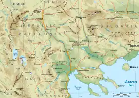 Carte topographique de la Macédoine.