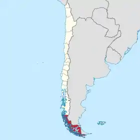 Localisation de Région de Magallanes et de l'Antarctique chilien